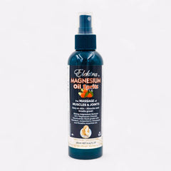 180ml blue bottle of high-strength Elektra Magnesium Oil Spritz for targeted muscle relief.