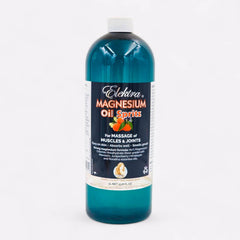 1L refill blue bottle of high-strength Elektra Magnesium Oil Spritz for targeted muscle relief.