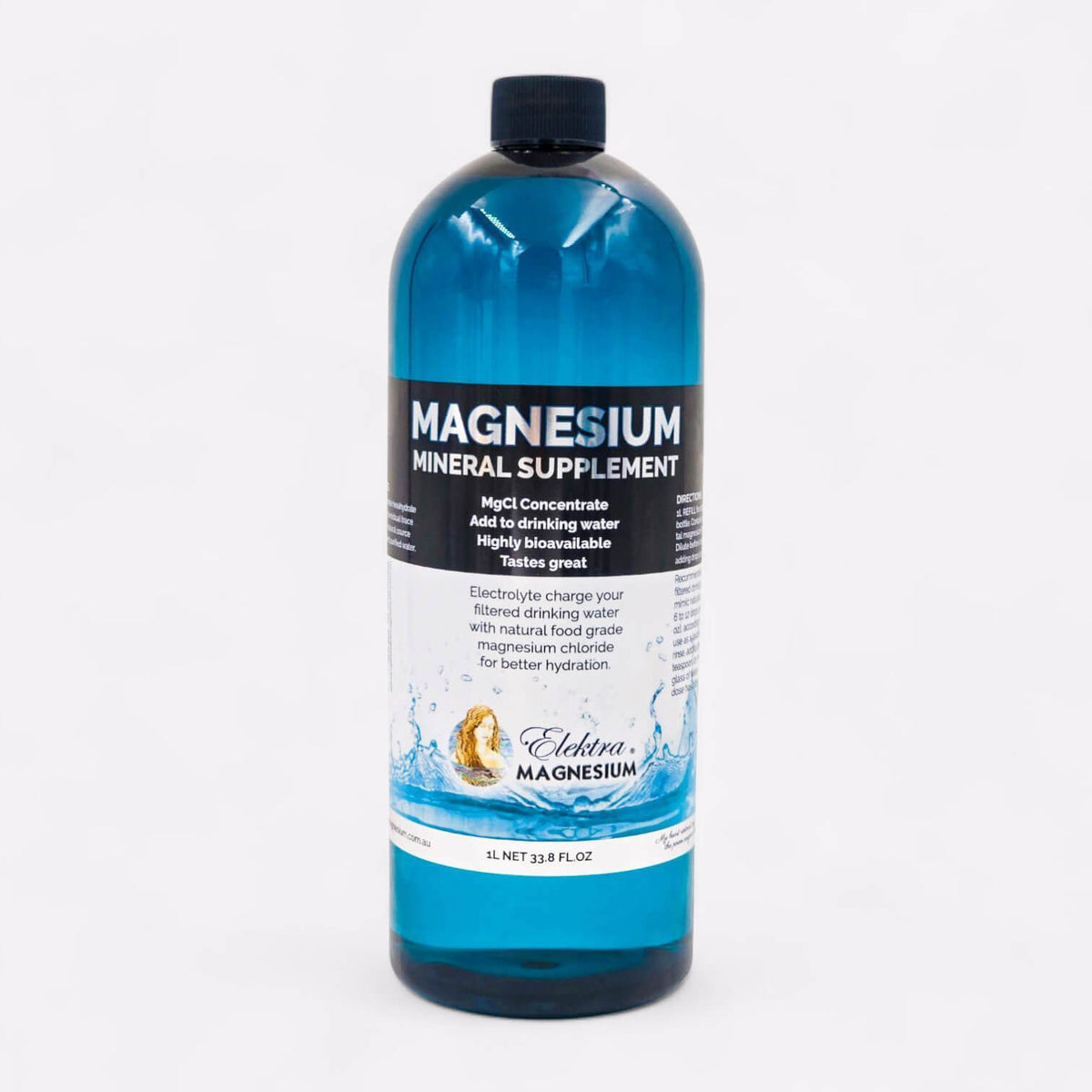 1L Refill bottle of Elektra Magnesium Mineral Drops for drinking water.