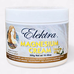 A 300g jar of Elektra Magnesium Sensory Gold Cream with a gold label.