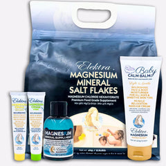 A starter bundle of Elektra Magnesium products for babies, toddlers or those with hypersensitivity including bath salts, mineral drops, a baby calm balm and magnesium cream
